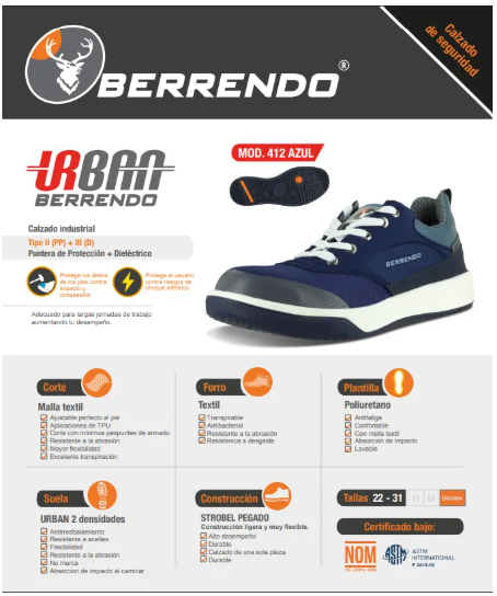 BERRENDO TENIS IND  412 NEGRO- Tenis Industrial Dielectrico